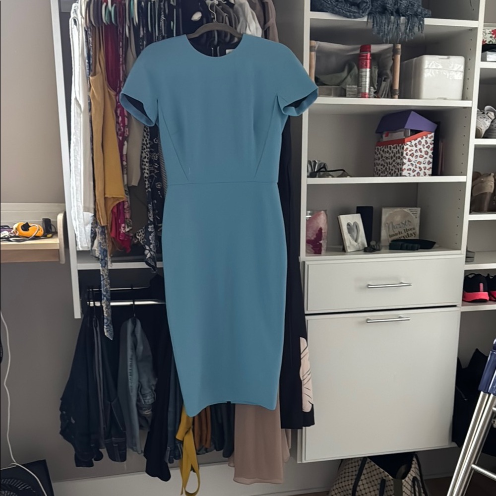 Victoria Beckham Blue Sheath Dress for Work